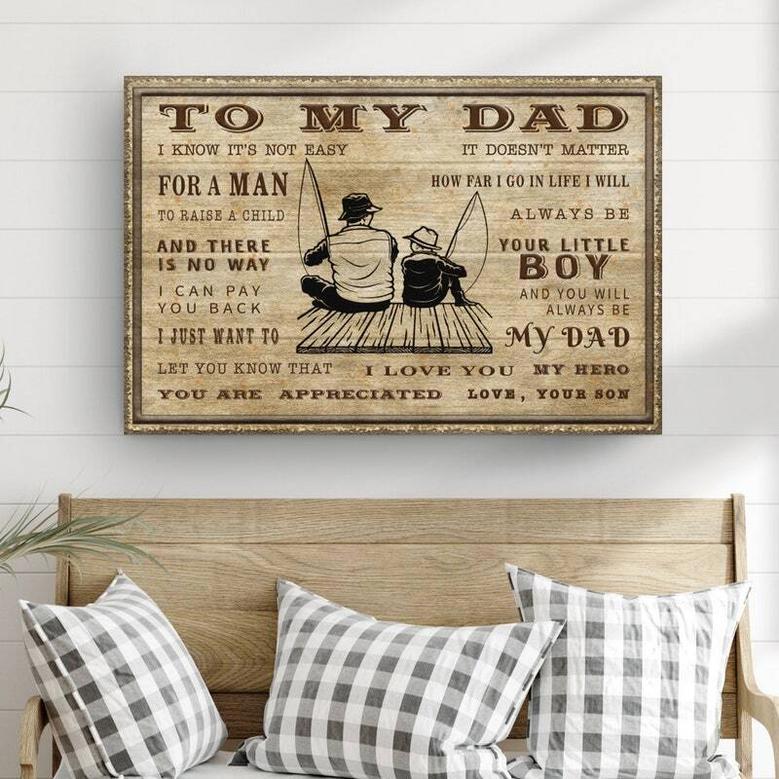 Personalized Fishing Dad Canvas For Fathers - Touching Gift For Fisherman Dad, Perfect For Living Room Or Man Cave