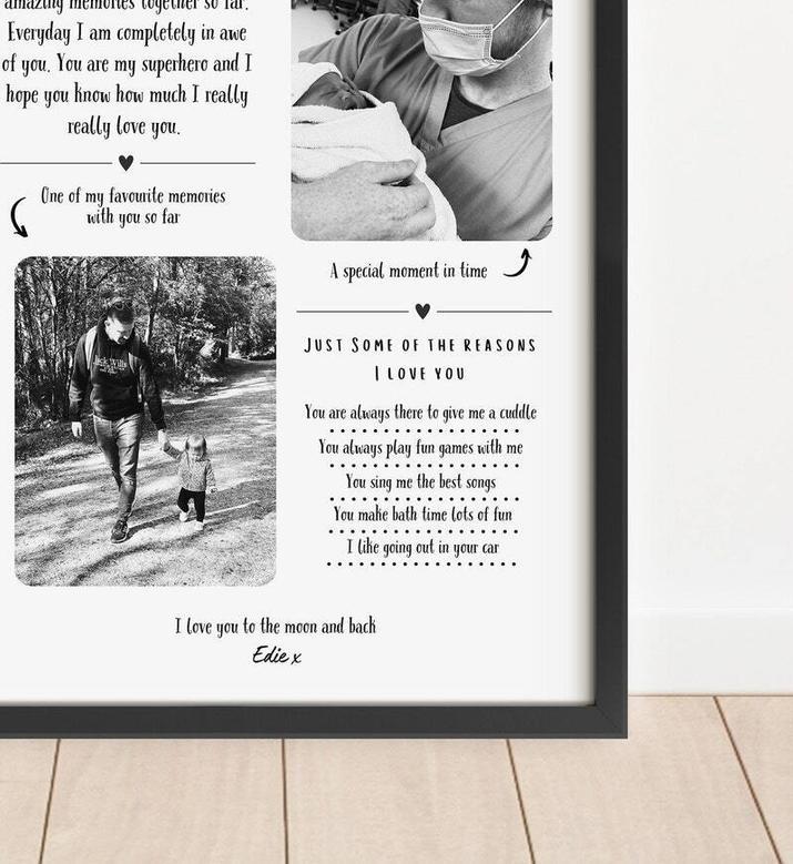 Personalized '5 Reasons We Love You' Canvas – Heartfelt Wall Art Gift for Dad from Kids