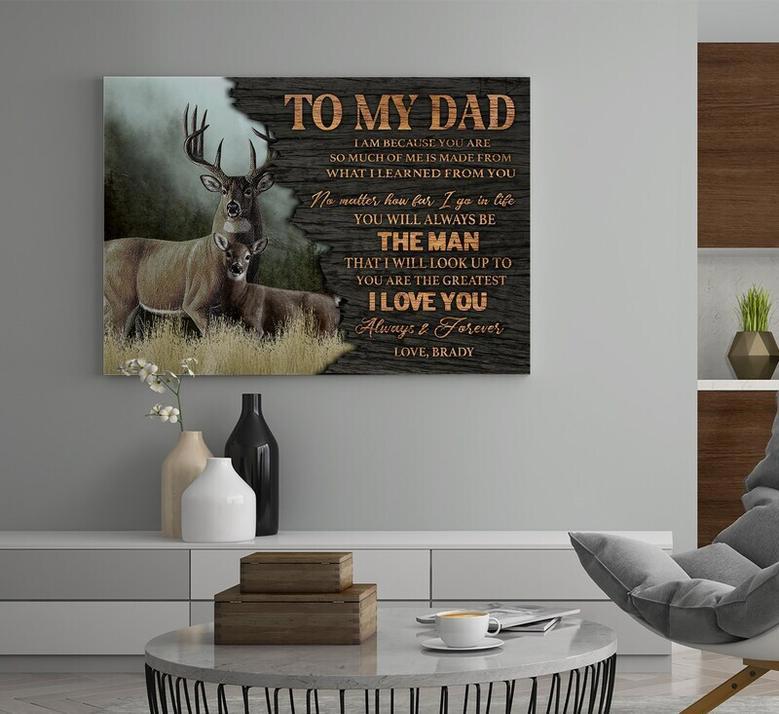 Personalized Dad Canvas – Hunting Lover Deer Art with Custom Name, Thoughtful Gift for Father