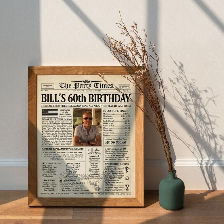 Celebrate Dad's 60th Birthday With a Personalized Vintage 1964 Canvas - Thoughtful Gift For Living Room DéCor