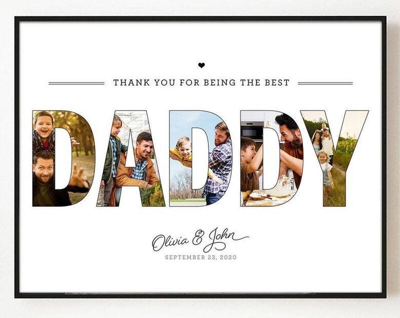 Heartfelt Daddy Photo Collage Canvas For Father Birthday - Personalized Gift For Dad's Room Decor Christmas Idea