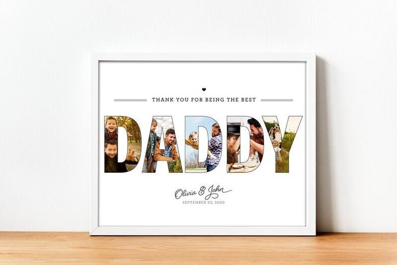 Heartfelt Daddy Photo Collage Canvas For Father Birthday - Personalized Gift For Dad's Room Decor Christmas Idea