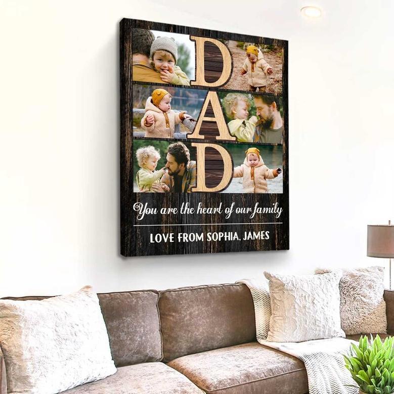 Father Birthday Photo Collage Canvas - Personalized Christmas Gift For Dad, Husband, Grandpa From Kids