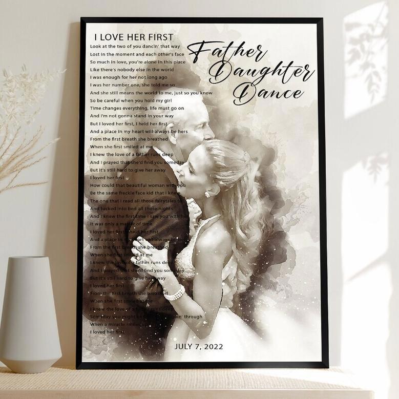 Customized Father Daughter Dance Canvas With Butterfly Kisses Theme - Perfect For Father's Day Or Wedding Gift