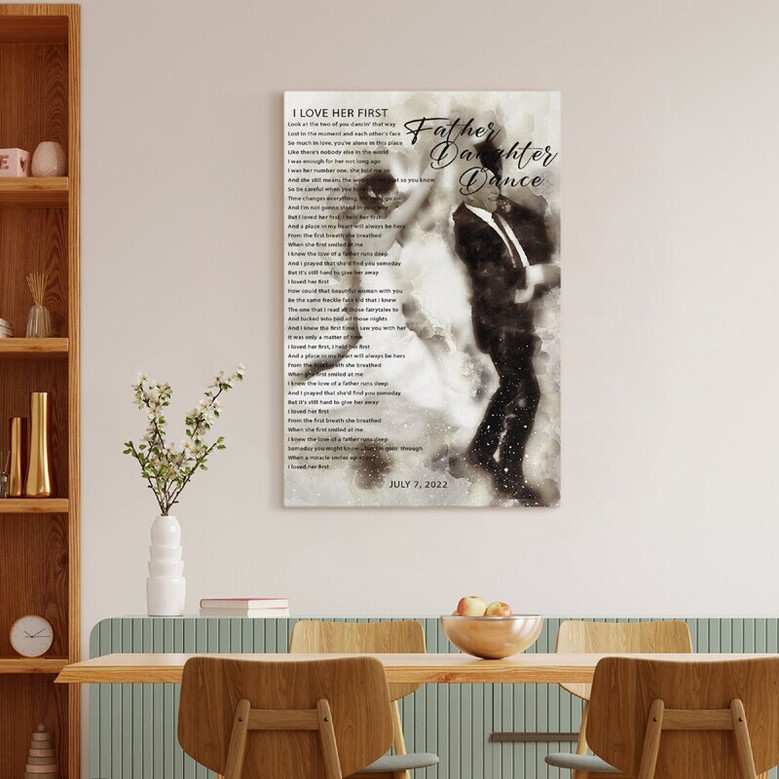 Customized Father Daughter Dance Canvas With Butterfly Kisses Theme - Perfect For Father's Day Or Wedding Gift