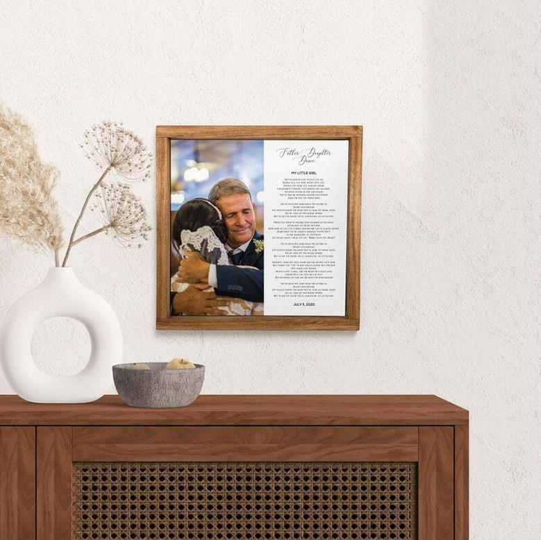 Father-daughter dance canvas print, elegant typography wall art, Father's Day gift for father of the bride, timeless keepsake