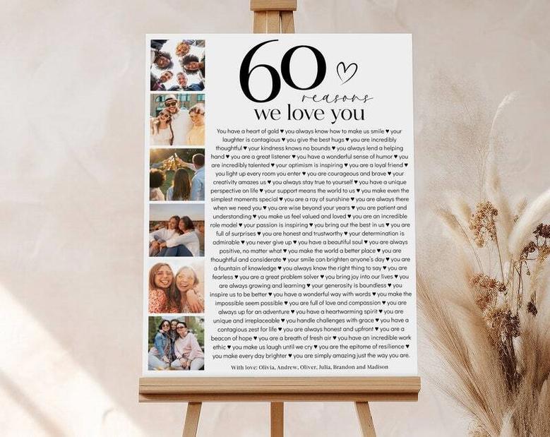 Heartfelt Reasons We Love You Dad 60th Birthday Canvas - Customizable Gift For Living Room Decor