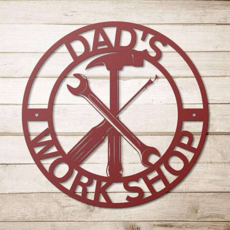 Thoughtful Dad Workshop Metal Sign - Customizable Gift For Father's Day Garage Or Workshop Decor