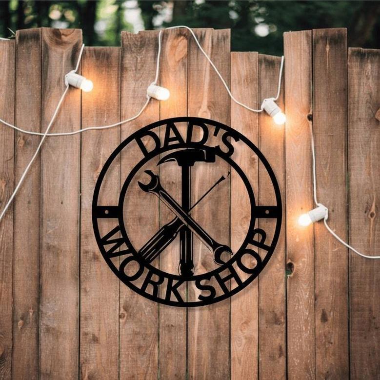 Thoughtful Dad Workshop Metal Sign - Customizable Gift For Father's Day Garage Or Workshop Decor