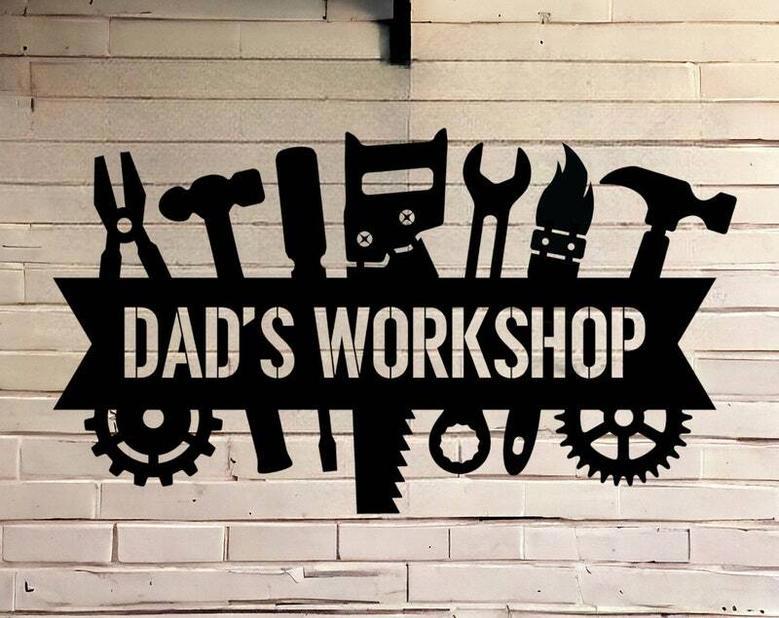 Custom Dad Workshop Metal Sign - Personalized Toolshed Sign For Father's Day - Rustic Garage Decor For Dad's Space