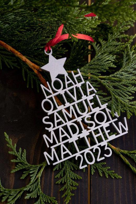 Personalized Wooden Ornament With Family Names For Tree Decoration - Thoughtful Christmas Gift