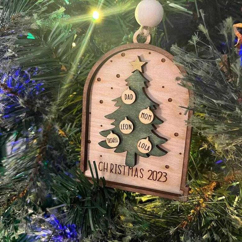 Personalized Family Name Wooden Ornament For Christmas - Secret Santa Gift