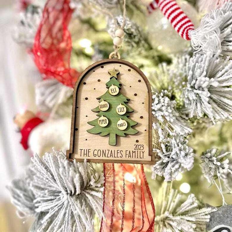 Personalized Family Name Wooden Ornament For Christmas - Secret Santa Gift