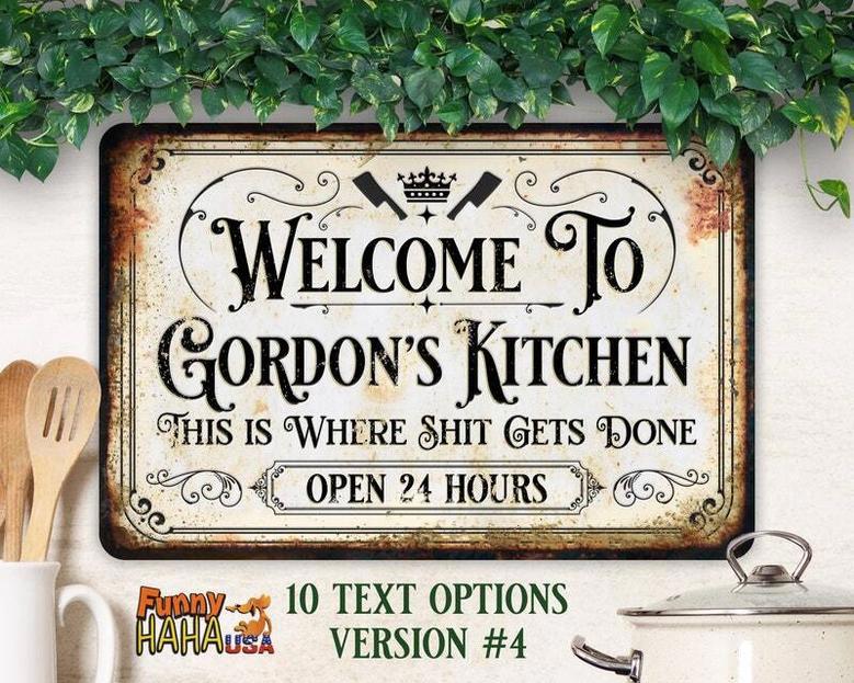 Personalized Grandma Kitchen Art Metal Sign With Vintage Style - Heartfelt Seasoned With Love DéCor