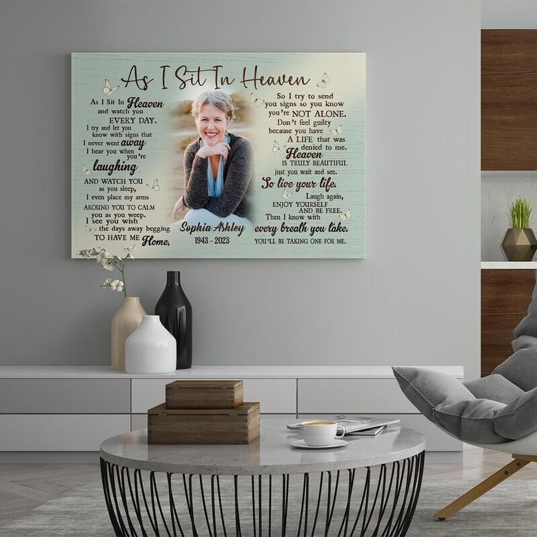 Bespoke Grandma Loss Canvas - Thoughtful 'As I Sit In Heaven' Memorial Art For Sympathetic Bereavement Gifts