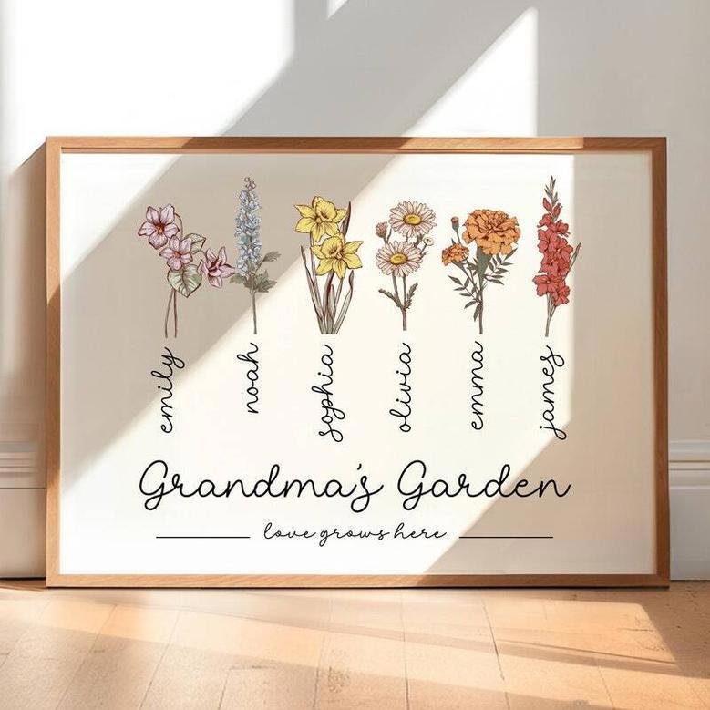 Personalized Grandma's Garden Birth Flower Canvas - Mother's Day & Christmas Gift