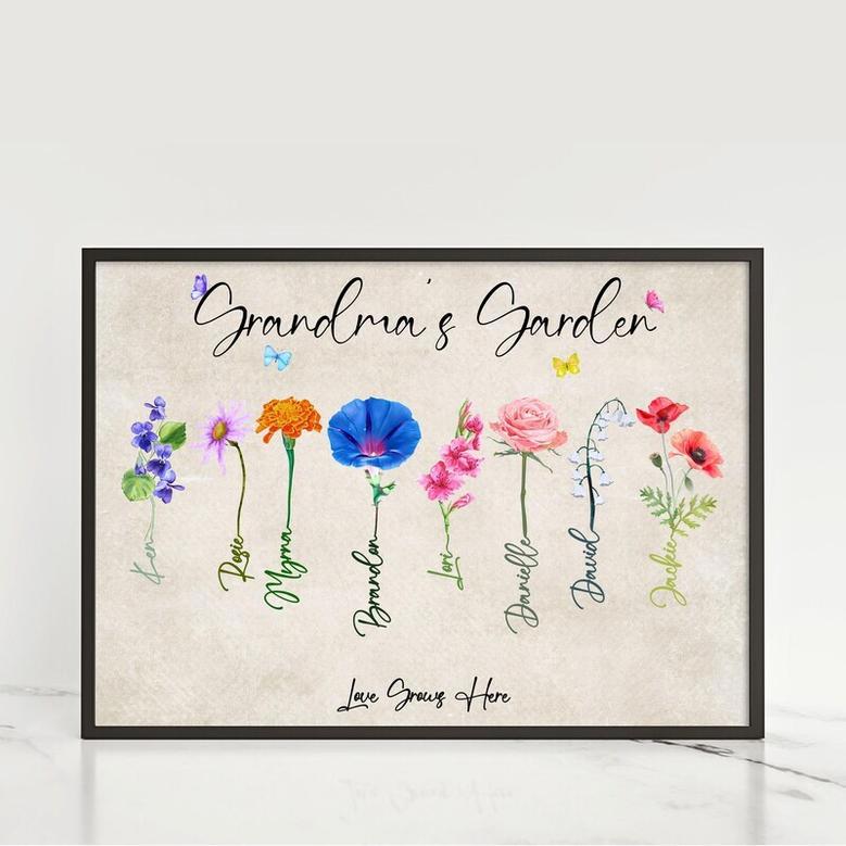 Thoughtful Grandma's Garden Canvas For Mother's Day - Custom Birth Flower Design