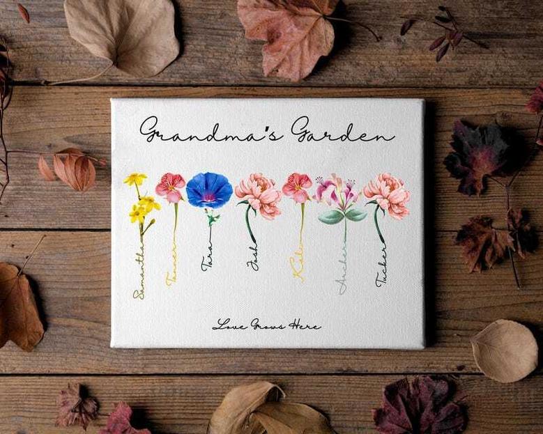 Thoughtful Grandma's Garden Canvas For Mother's Day - Custom Birth Flower Design