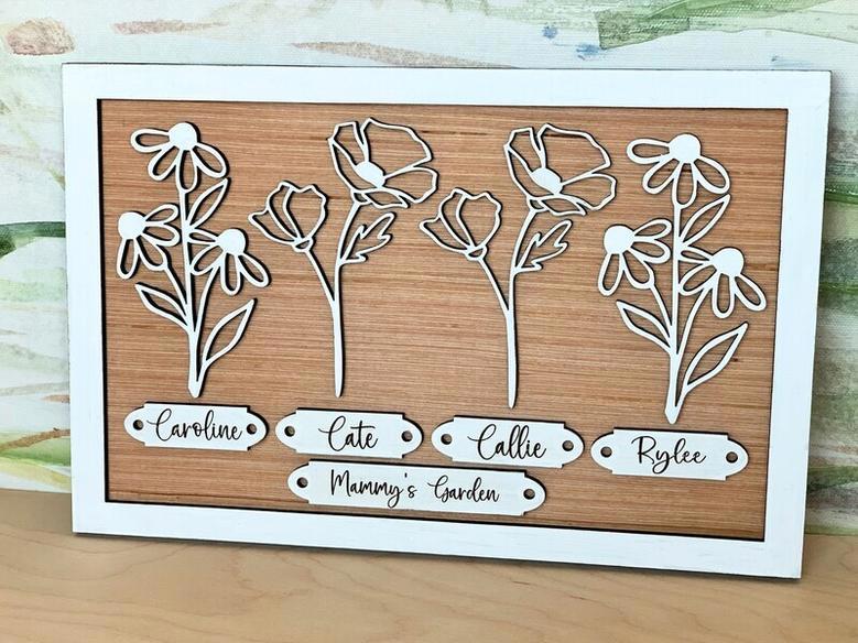 Grandma's Garden Wood Sign For Mother's Day Floral Gift - Custom Family Birth Flowers