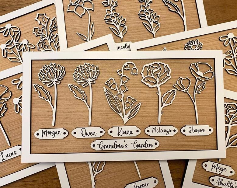 Grandma's Garden Wood Sign For Mother's Day Floral Gift - Custom Family Birth Flowers