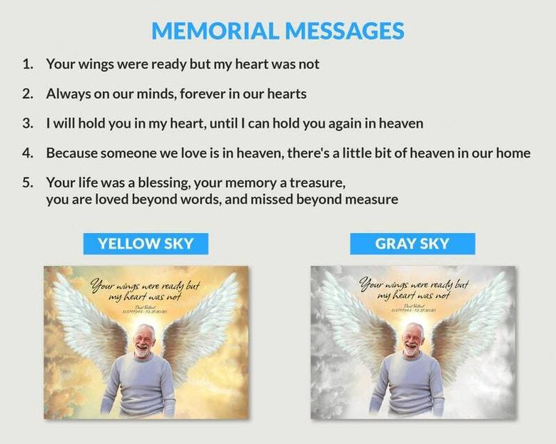 In Loving Memory Canvas Art For Grandpa - Bereavement Sympathy Gift With Custom Angel Wings Design