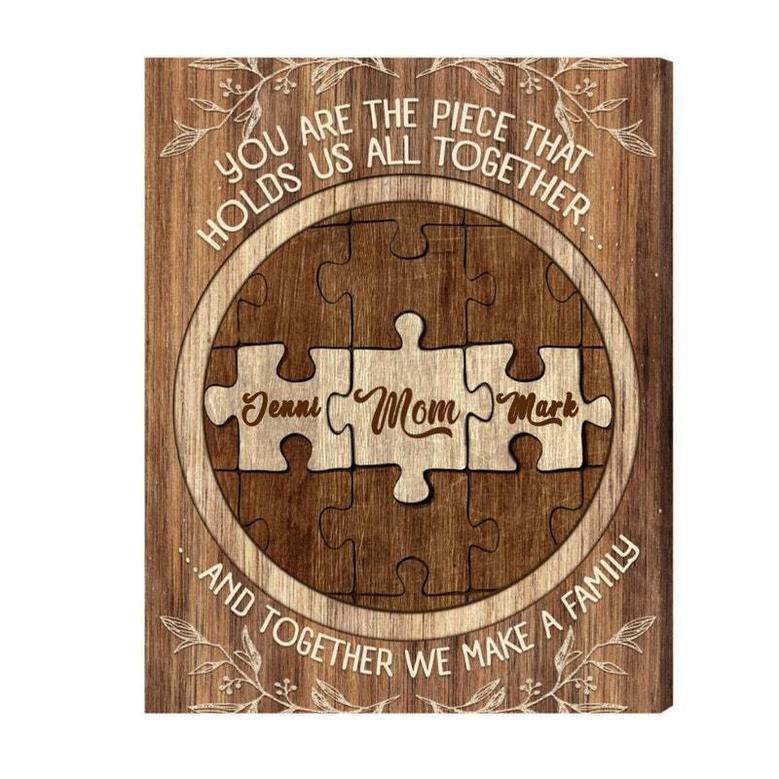 Personalized Mom Puzzle Canvas - Touching Gift For Christmas Or Birthday With Kids' Names, Living Room DéCor