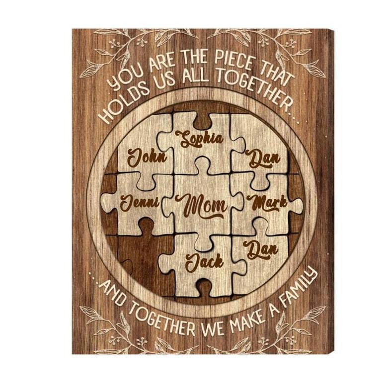 Personalized Mom Puzzle Canvas - Touching Gift For Christmas Or Birthday With Kids' Names, Living Room DéCor