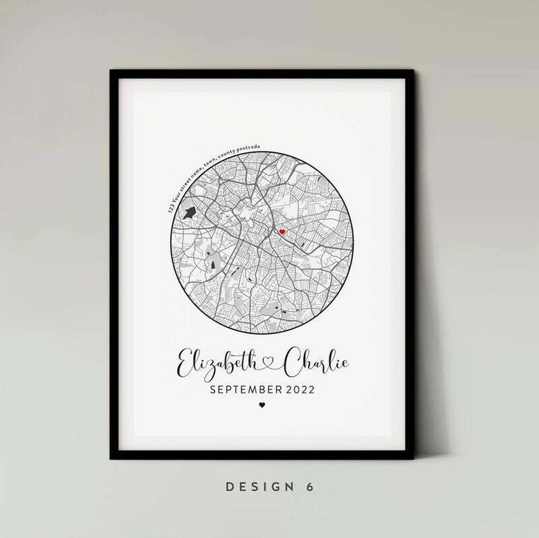 Our First House Canvas - Custom Map Print For New Home, Engagement Or Anniversary Gift