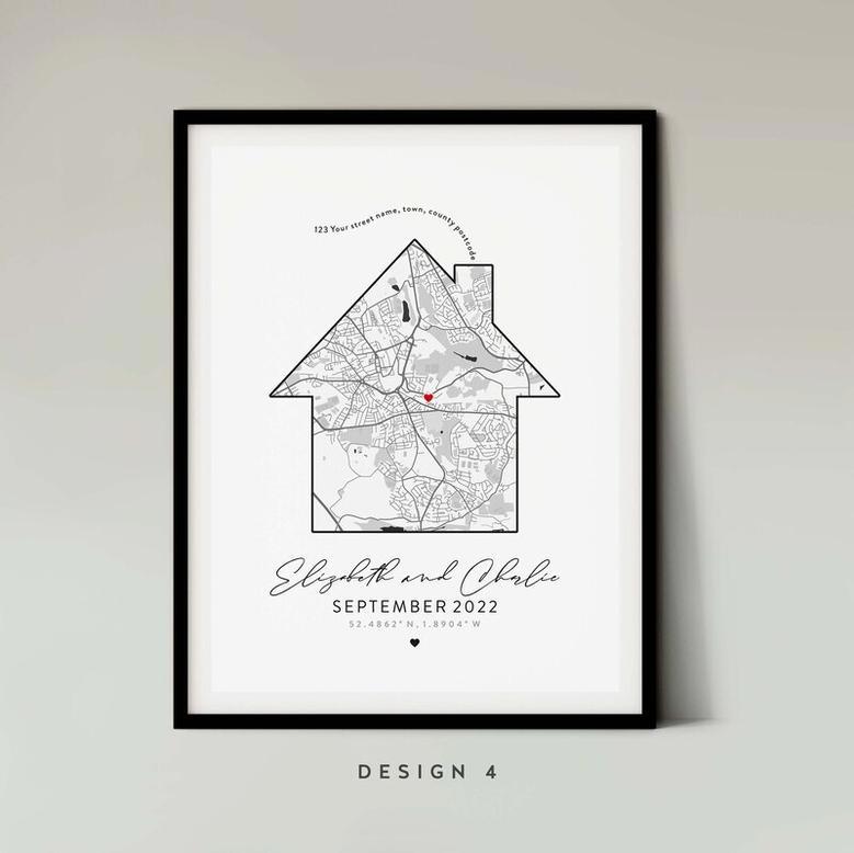 Our First House Canvas - Custom Map Print For New Home, Engagement Or Anniversary Gift