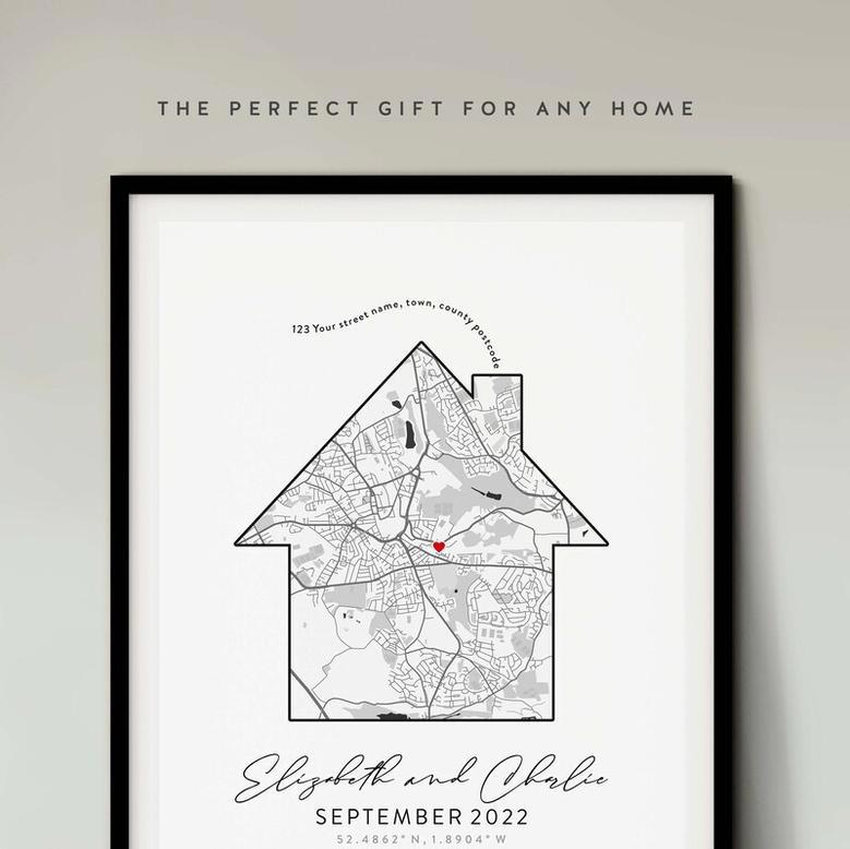 Our First House Canvas - Custom Map Print For New Home, Engagement Or Anniversary Gift