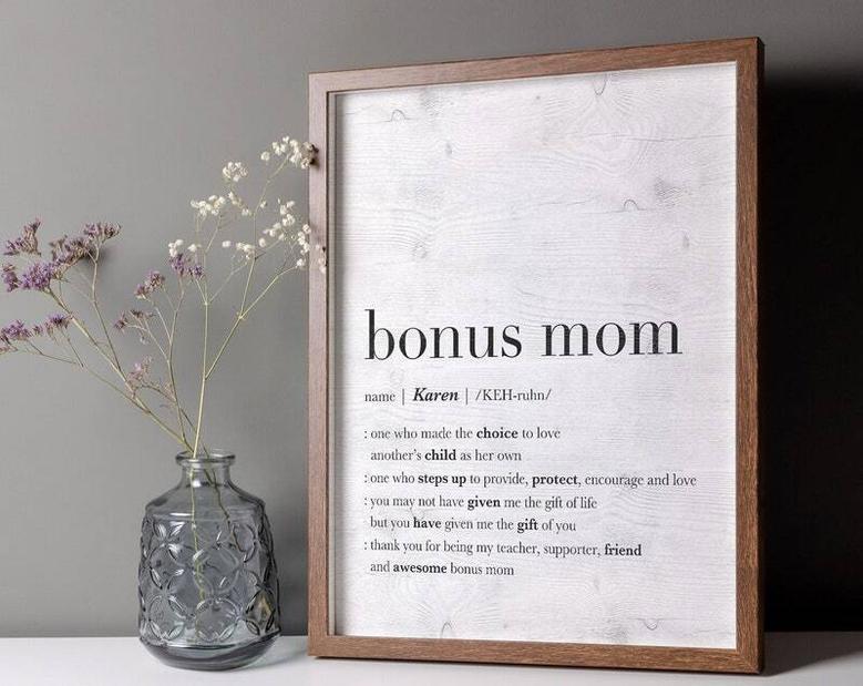 Heartfelt Bonus Mom Wall Art For Mother's Day - Personalized Canvas Gift For Stepmom Or Mother-In-Law