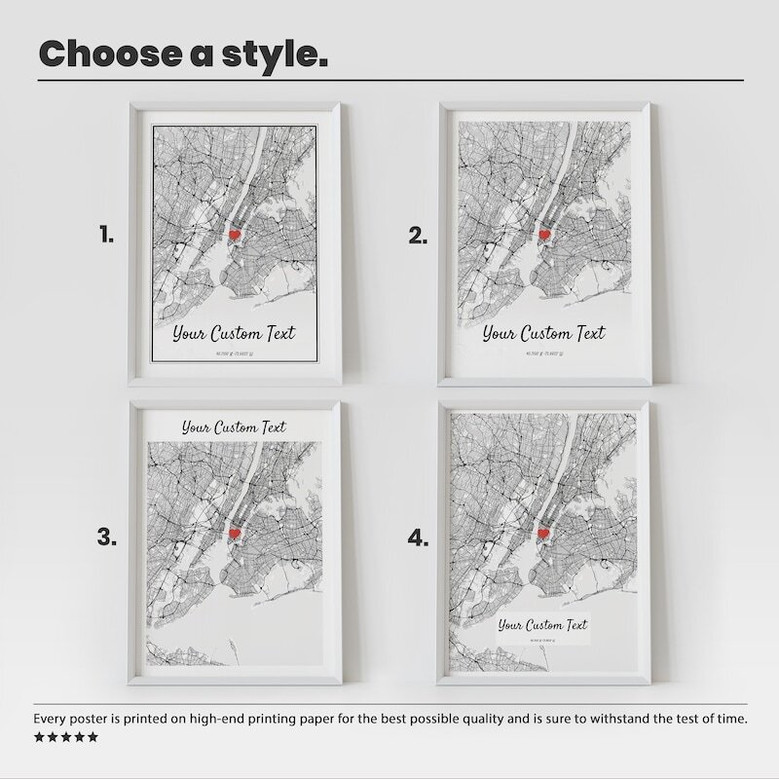 Personalized city map canvas Our First House in grayscale with couple names and date, meaningful gift for new homeowners.