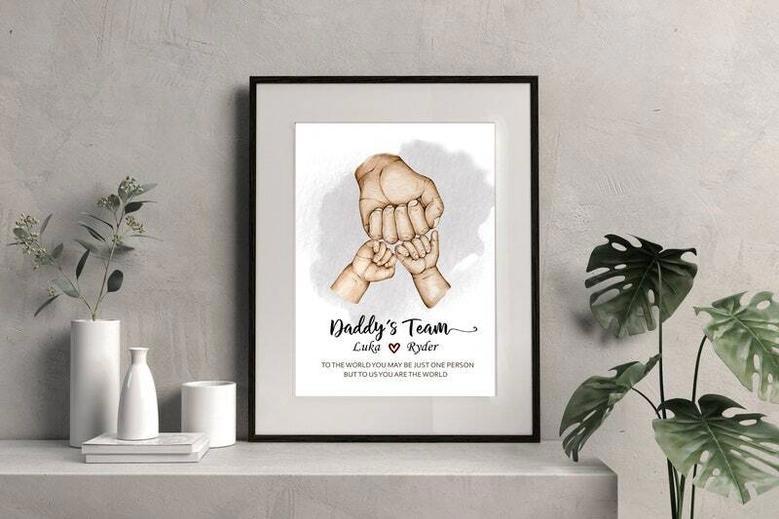 Touching Personalized Dad Fist Bump Canvas Art For Father's Day - Celebrate Family Bond