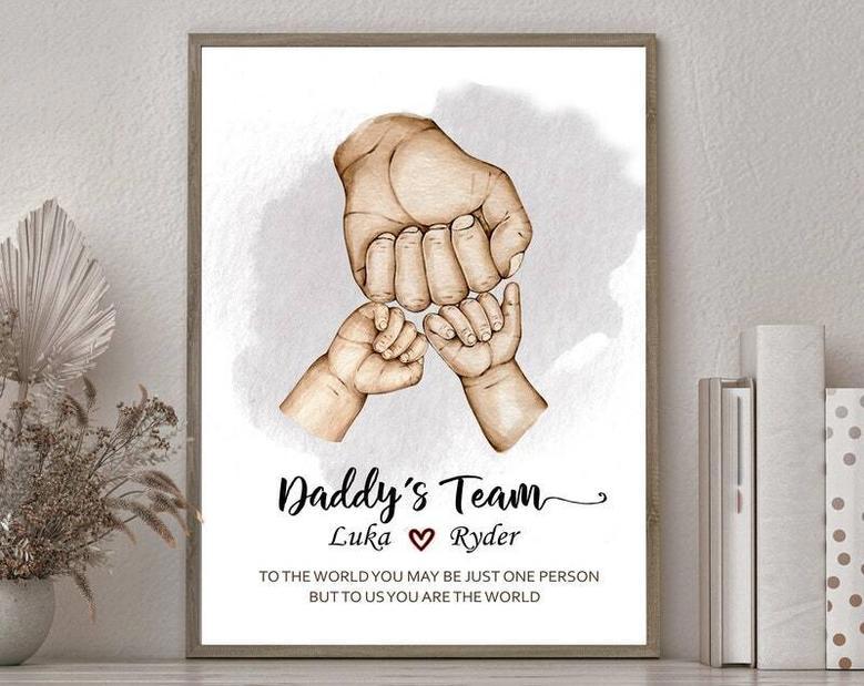 Touching Personalized Dad Fist Bump Canvas Art For Father's Day - Celebrate Family Bond