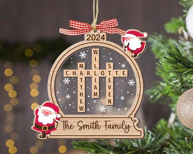 2024 Family Name Crossword Shake Ornament – Personalized Keepsake For Christmas