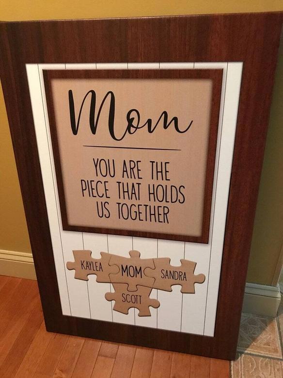 Heartfelt Mom Puzzle Canvas - Personalized Family Wall Art For Mother's Day Or Living Room DéCor