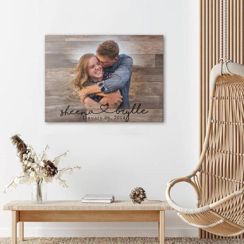 Thoughtful Personalized Canvas For Newlyweds Couple Names Gift Anniversary Decor For Living Room