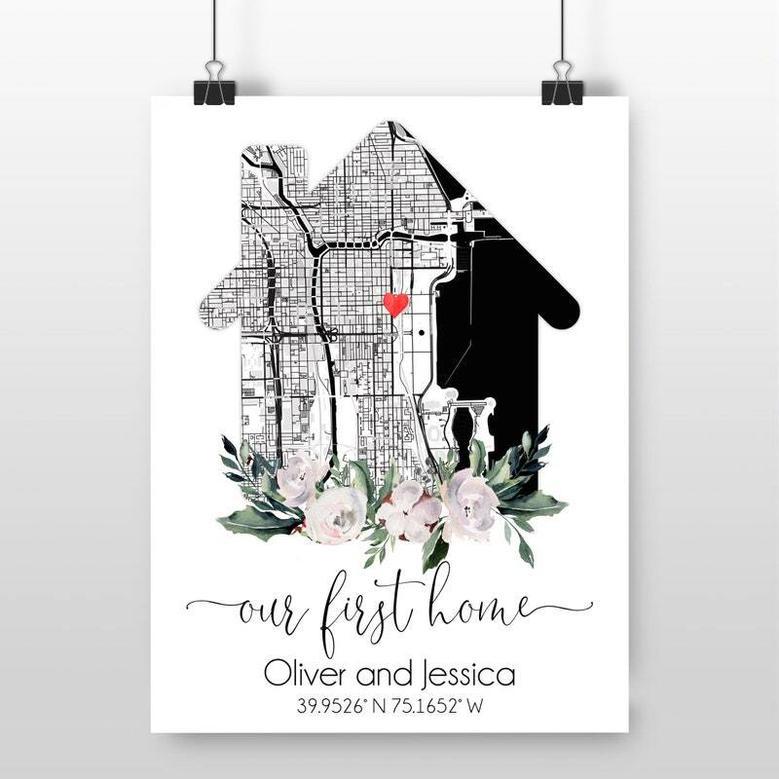 Custom Our First House Canvas For First-Time Home Buyers - Thoughtful Housewarming Gift