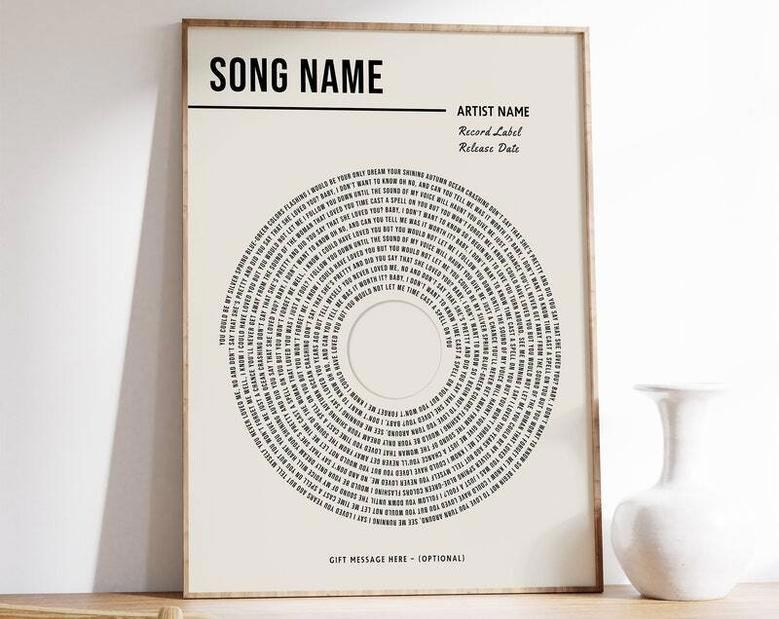 Custom Music Canvas With Personal Song Lyrics - Wedding And Anniversary Gift For Living Room Decor