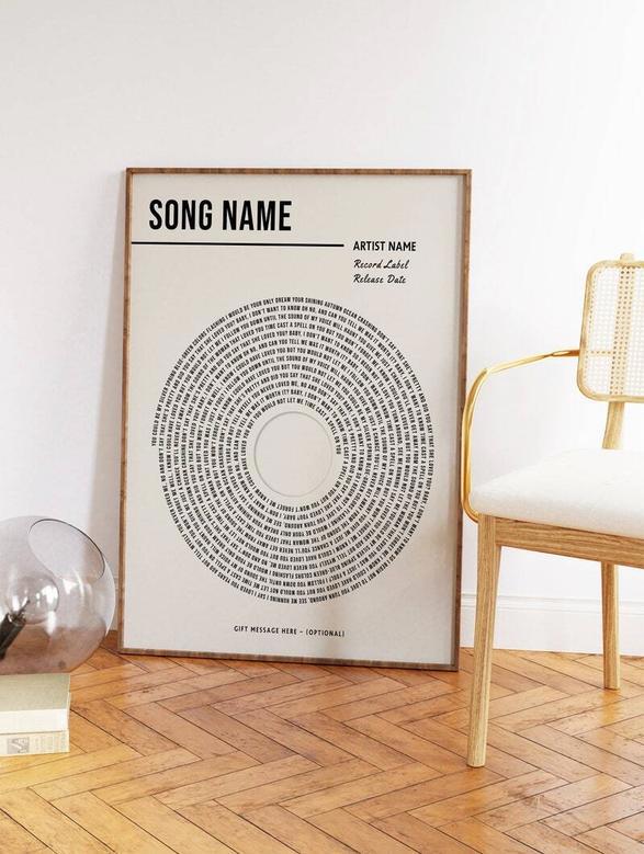 Custom Music Canvas With Personal Song Lyrics - Wedding And Anniversary Gift For Living Room Decor