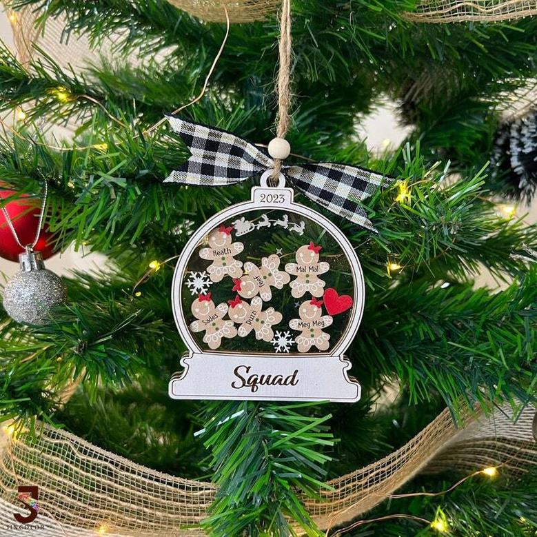 Personalized Last Name Cousin Crew Gingerbread Family Ornament - 2024 Christmas Gift