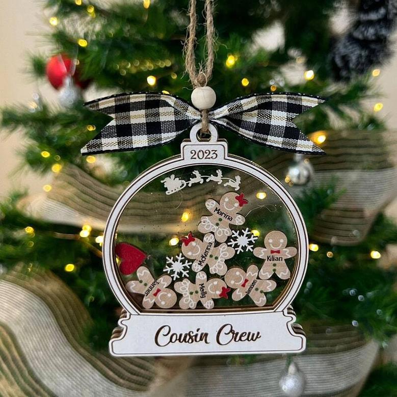 Personalized Last Name Cousin Crew Gingerbread Family Ornament - 2024 Christmas Gift