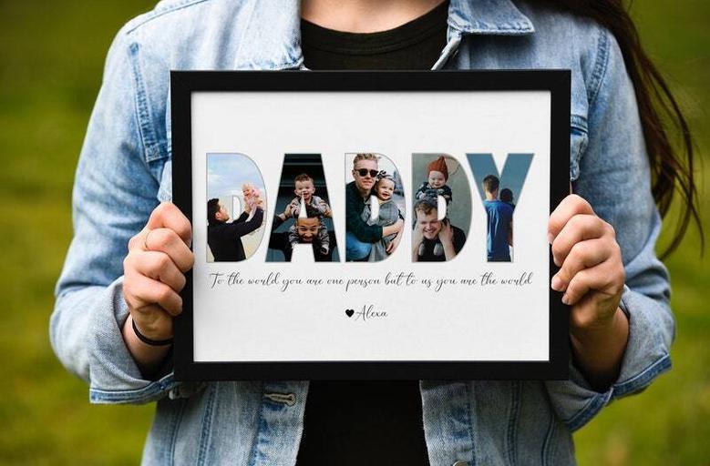 Thoughtful Father Birthday Canvas Featuring Custom Photo Collage - Perfect Gift For Dad From Son Or Daughter