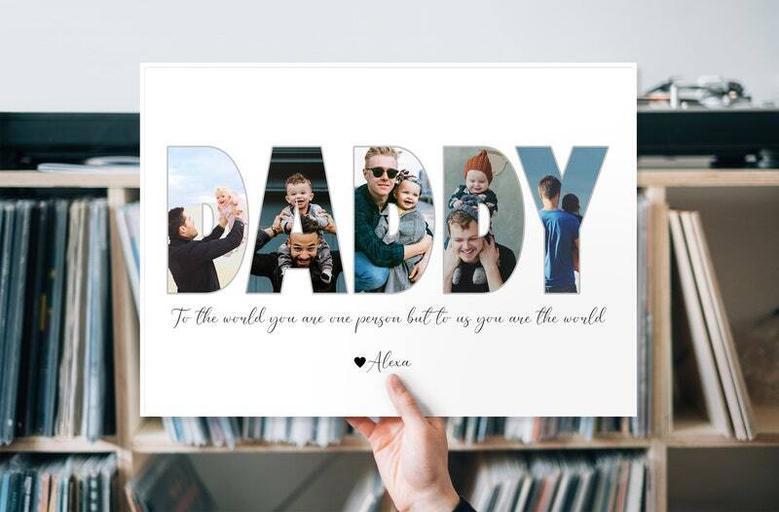 Thoughtful Father Birthday Canvas Featuring Custom Photo Collage - Perfect Gift For Dad From Son Or Daughter