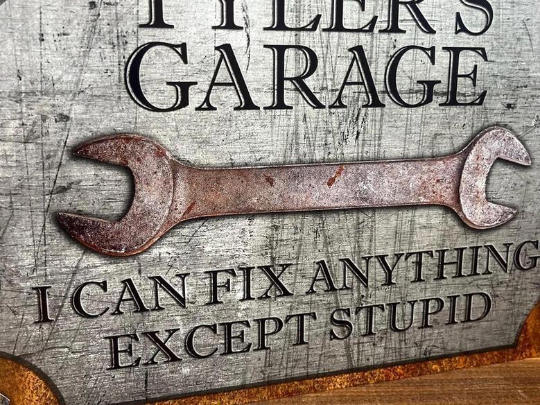 Personalized Funny Dad Metal Garage Sign For Workshop With Rust Steel Design