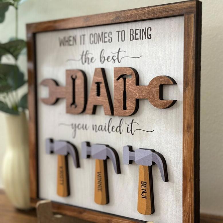 Personalized Funny Dad Wood Sign For Father's Day Gift - Custom Family Sign With Kids' Names