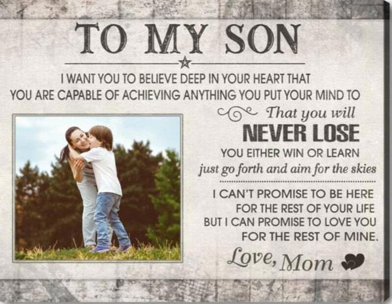 Heartfelt Mother Son Canvas Gift - Personalized Portrait For Rustic Home