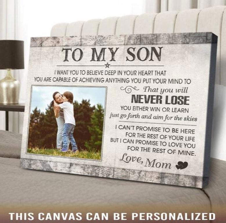 Heartfelt Mother Son Canvas Gift - Personalized Portrait For Rustic Home