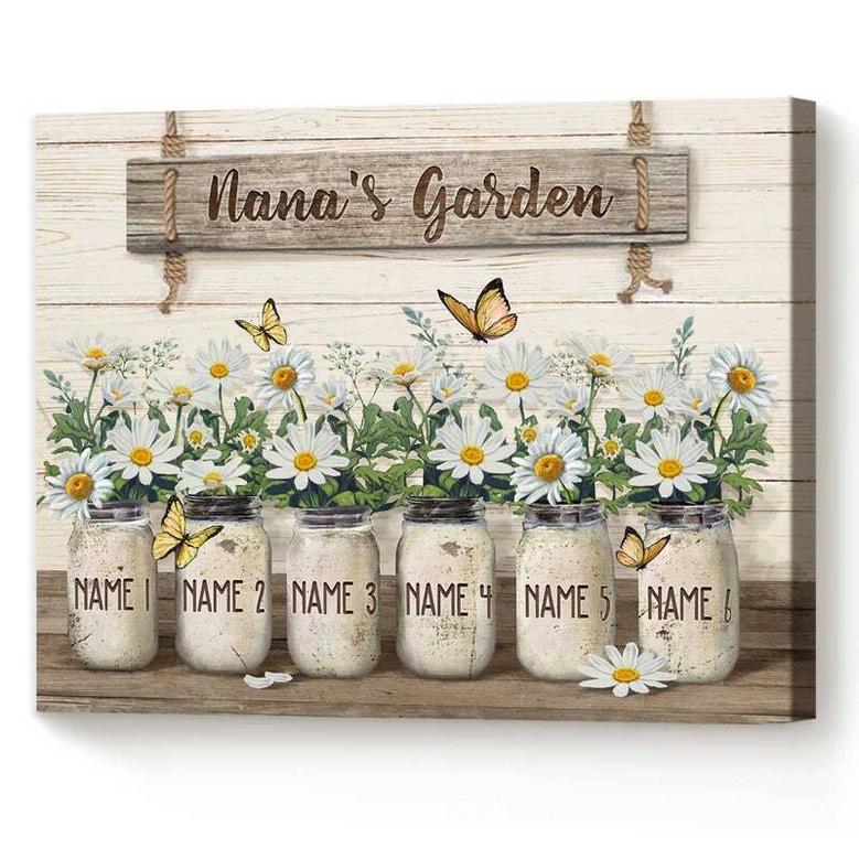 Nana's Garden Personalized Canvas Gift - Christmas Wall Art For Grandma From Grandkids