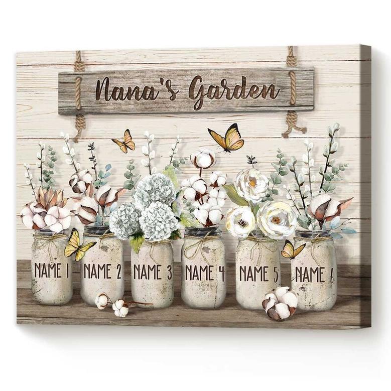 Nana's Garden Personalized Canvas Gift - Christmas Wall Art For Grandma From Grandkids